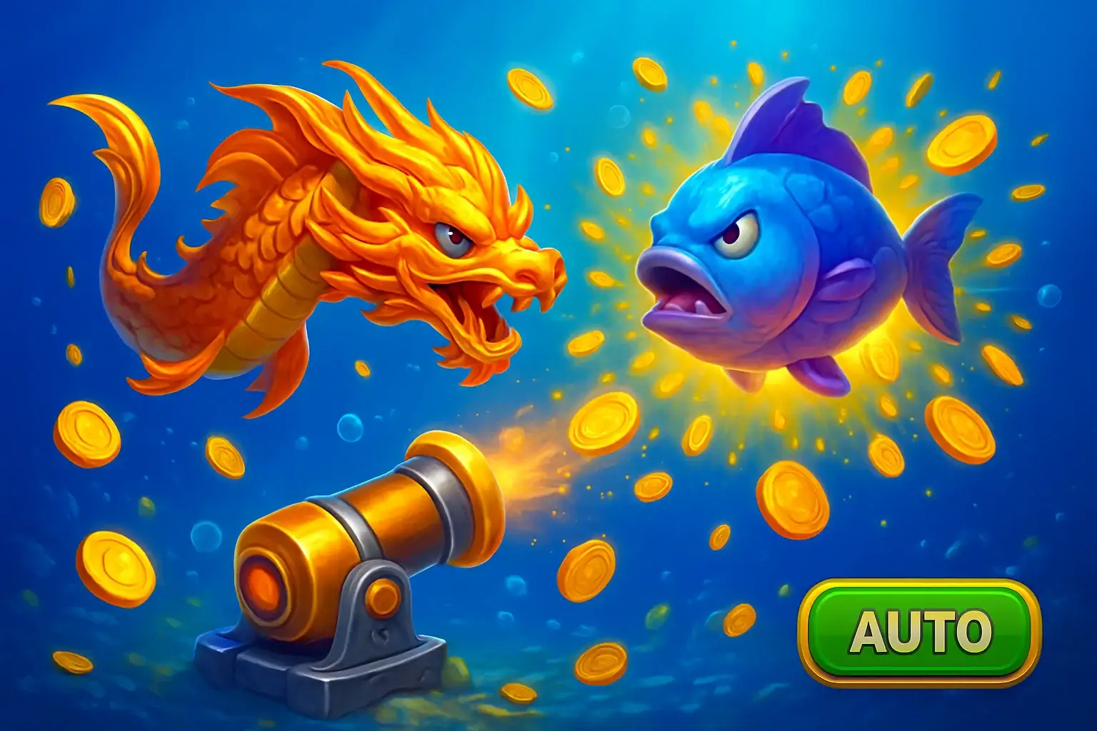 Vibrant Philippine casino fishing game with colorful fish and cannon UI