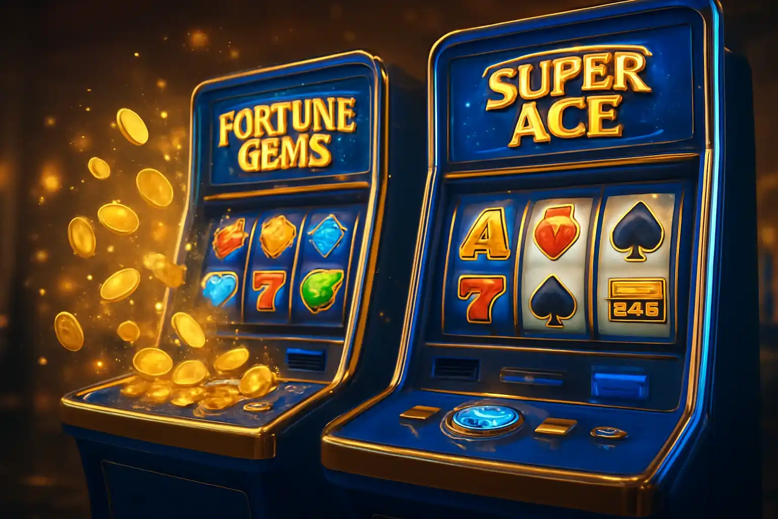 Bright Philippine casino slot machines with JILI symbols and exploding gold coins